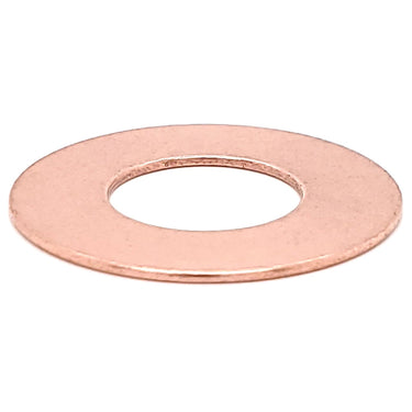 Copper blank washer pendant at an angle.