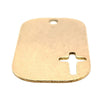 Brass blank cross cutout dog tag pendant at an angle.