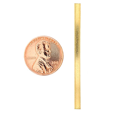 Brass blank bar rectangle pendant with a penny for scale.