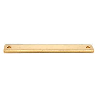 Brass blank horizontal rectangle pendant at an angle.