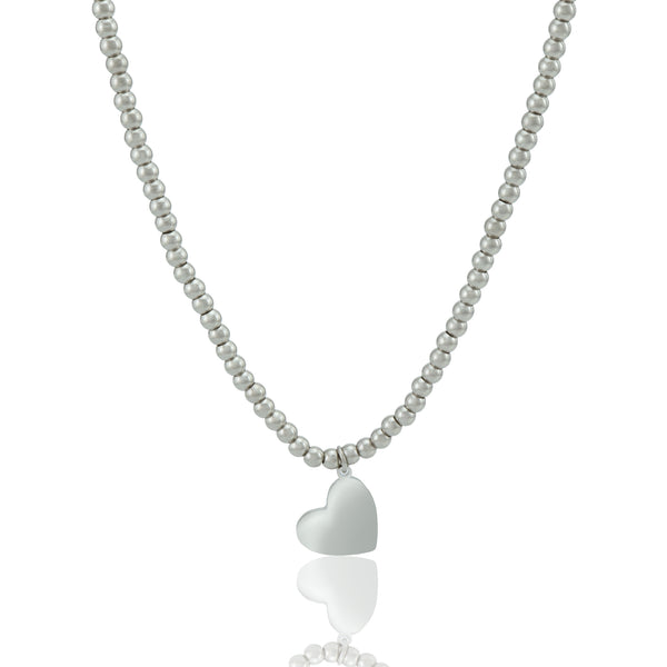 18K PVD Coated Stainless Steel Heart Beaded Necklace with 2