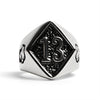 Stainless Steel "13" and Skulls Signet Ring / SCR3043