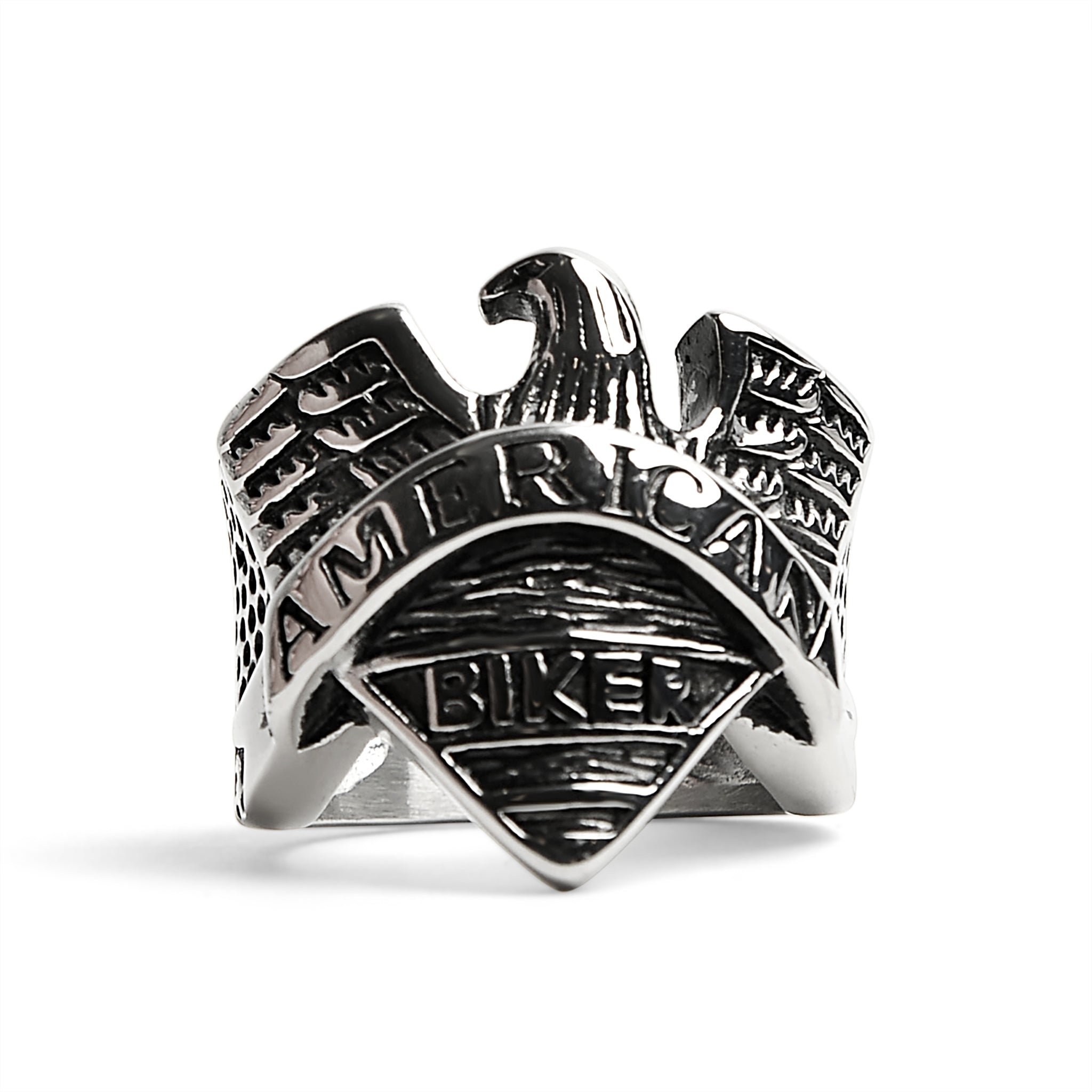 Stainless Steel "AMERICAN BIKER" With Eagle Ring / SCR4097