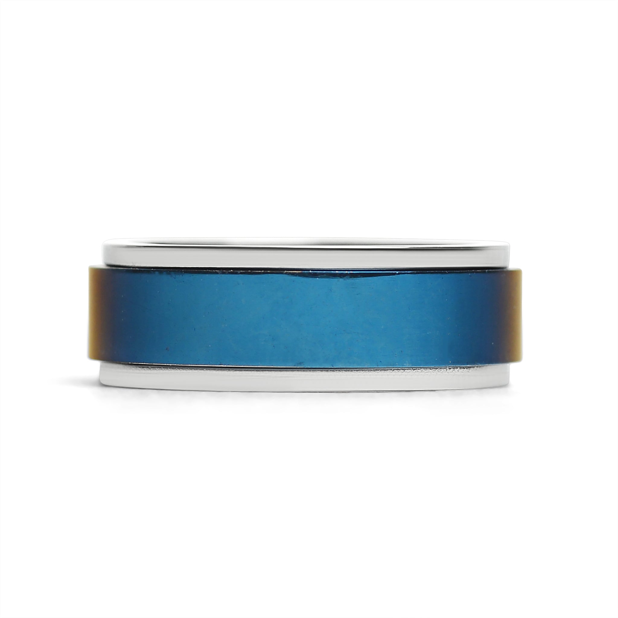 Blue Center Stainless Steel Spinner Ring