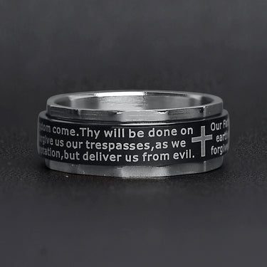 Highly Polished Stainless Steel Lord's Prayer Spinner Center Ring Lifestyle