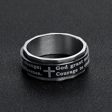 Highly Polished Stainless steel Serenity Prayer Spinner Center Ring Lifestyle