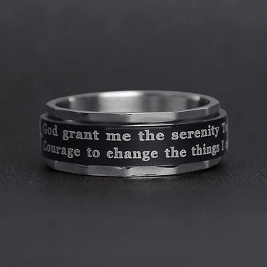 Highly Polished Stainless steel Serenity Prayer Spinner Center Ring Lifestyle
