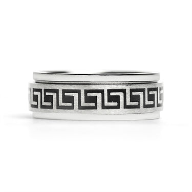Black Greek Key Spinner Ring