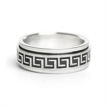 Black Greek Key Spinner Ring