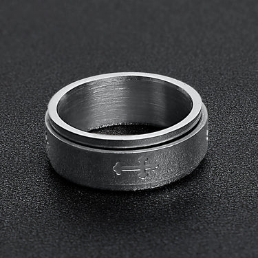 Cross Spinner Center Highly Polished Stainless Steel Ring Lifestyle