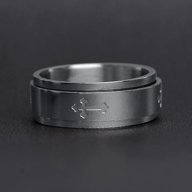 Cross Spinner Center Highly Polished Stainless Steel Ring Lifestyle
