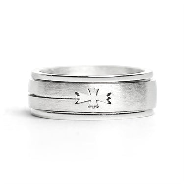 Stainless Steel Cutout Cross Spinner Ring