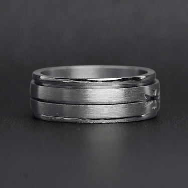 Stainless Steel Cutout Cross Spinner Ring Lifestyle