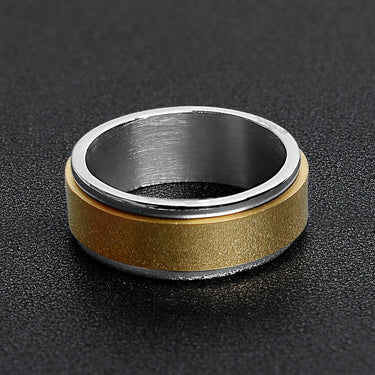 Gold Spinner Center Polished Stainless Steel Ring Lifestyle