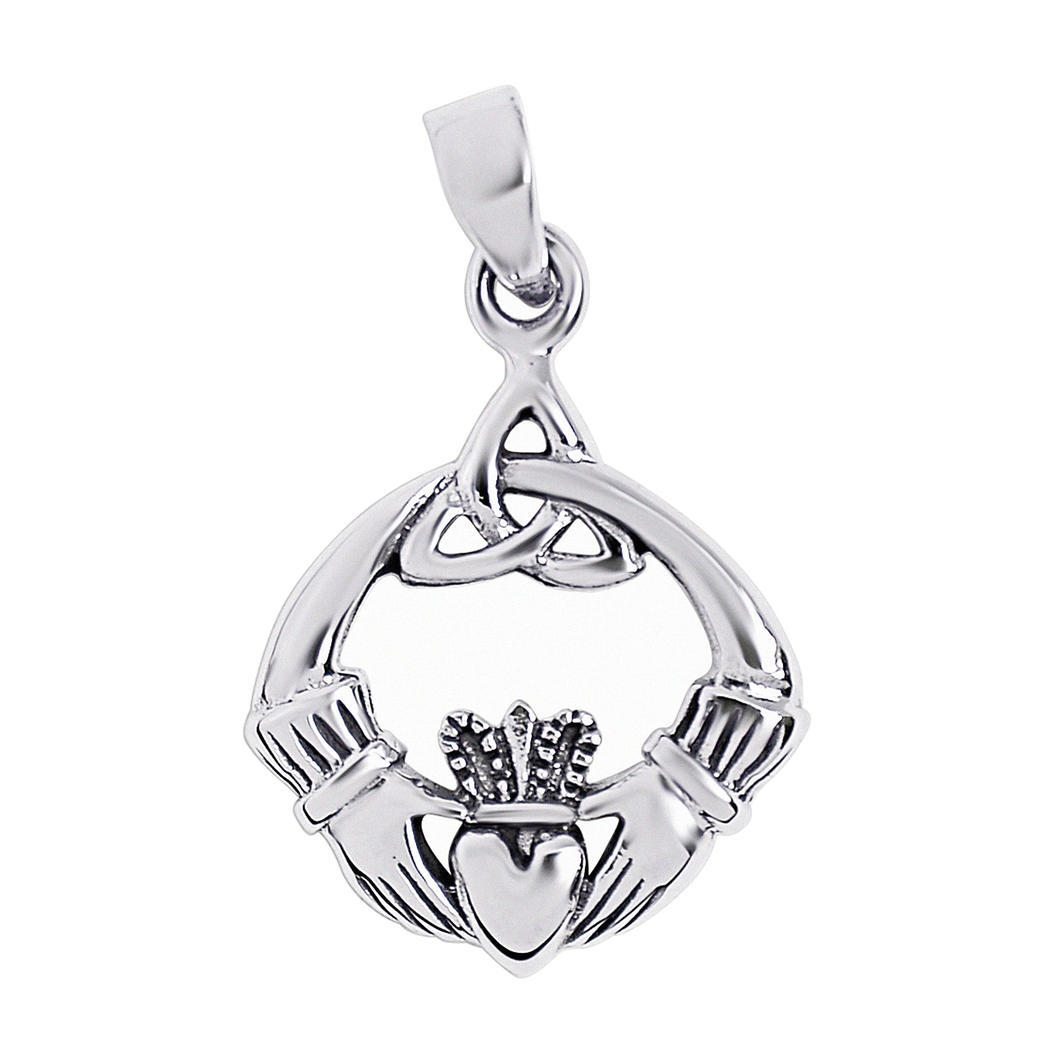 Sterling Silver Celtic Knot Claddagh Pendant / SSP0033-sterling silver pendant- .925 sterling silver pendant- Black Friday Gift- silver pendent- necklace pendent