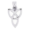 Sterling silver upside down Celtic trinity knot pendant, back view.