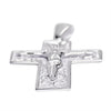 Sterling silver filigree Crucifix Cross pendant at an angle.