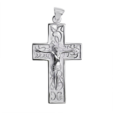 Sterling Silver Filigree Crucifix Cross Pendant / SSP0077-Silver Disc Pendant- Bridesmaid Gift- Silver Cross Pendant- Handmade Silver Necklace- Hypoallergenic Jewelry