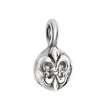 Sterling silver Fleur de Lis pendant, back view.