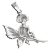 Sterling silver fairy and flower pendant, back view.