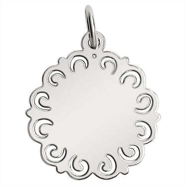 Sterling silver "Confirmation" Cross pendant, back view.