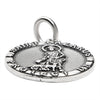 Sterling silver "Saint Lazarus Protect Us" pendant at an angle.
