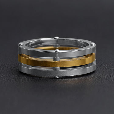Gold PVD Coated Spaced Stainless Steel Ring Lifestyle