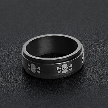 Black Stainless Steel White Skull Spinner Ring Lifestyle