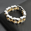 Stainless Steel And 18K Gold PVD Coated Bike Chain Bracelet / WCB1012