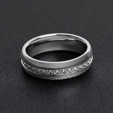 Highly Polished Stainless Steel CZ Center Ring Lifestyle
