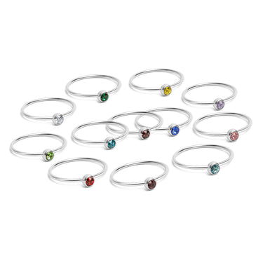 Stainless Steel Birthstone Stacking Ring