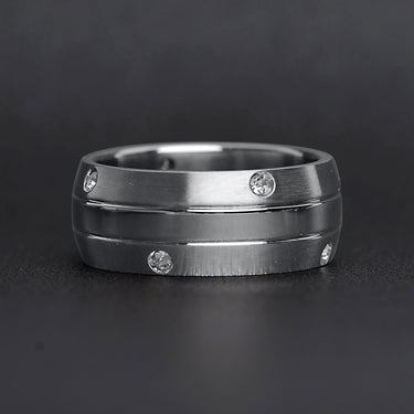 CZ Stones With Highly Polished Stainless Steel Ring Lifestyle
