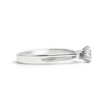 Grooves Round Prong Set CZ Ring Feature Graphic Side