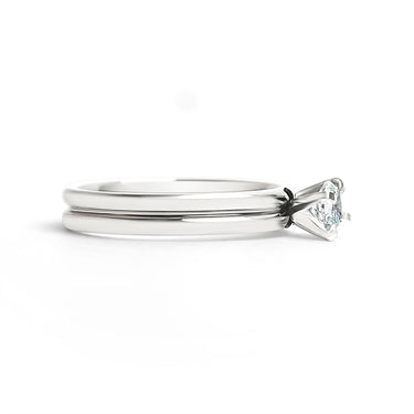 Polished Stainless Steel Double CZ Ring Side