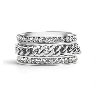 CZ Eternity With Chain Center Stainless Steel Spinner Ring
