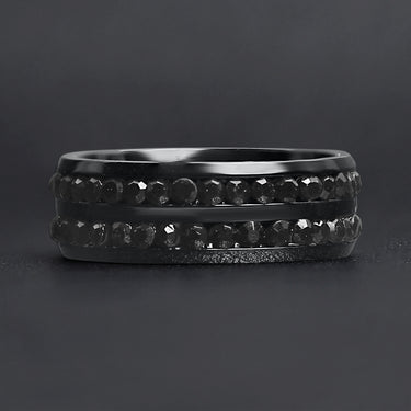 Black CZ Stones With Black Trim Stainless Steel Ring Lifestyle