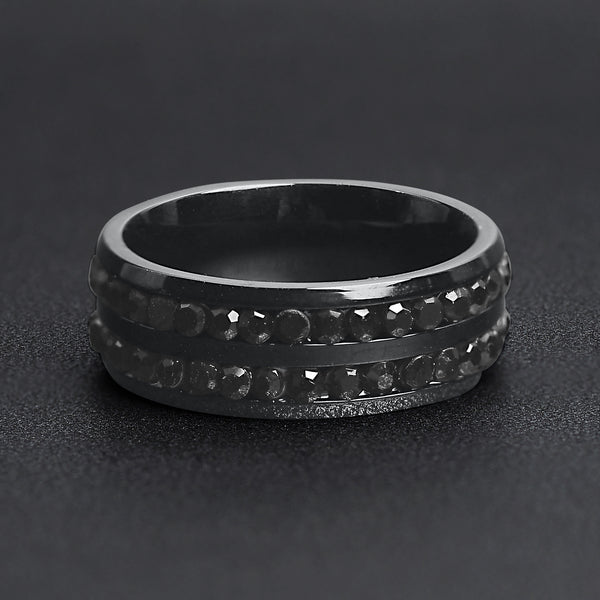Black CZ Stones With Black Trim Stainless Steel Ring / ZRJ9010