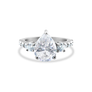 CZ Center With CZ Accents Stainless Steel Ring