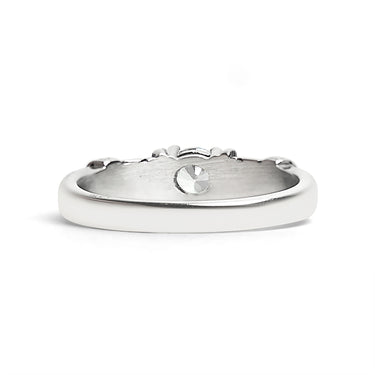 CZ Center With Decorative Accents Stainless Steel Ring Back
