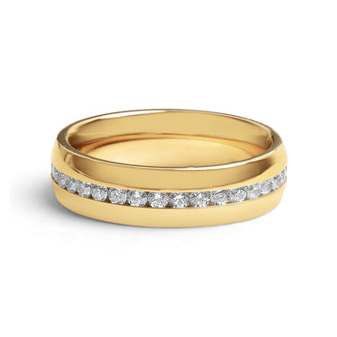 Highly Polished Gold Stainless Steel CZ Center Ring
