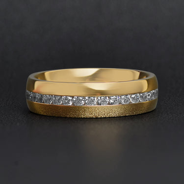 Highly Polished Gold Stainless Steel CZ Center Ring Lifestyle