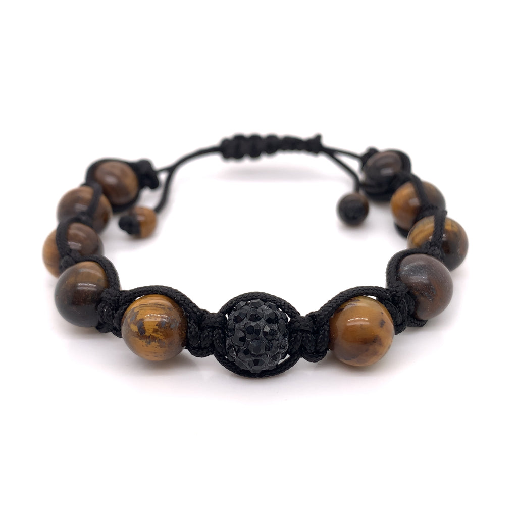 JAXXON Tiger's Eye Beaded Black Bracelet | Size Perfect Fit Adjustable