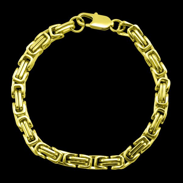 Stainless Steel 18K Gold PVD Coated Byzantine Chain Bracelet or Anklet / BRJ9088
