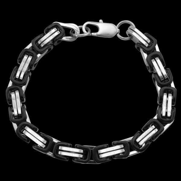 Stainless Steel And Black Byzantine Chain Bracelet / BRJ9092