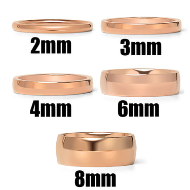 Rose Gold Rounded Stainless Steel Blank Ring 2MM, 3MM, 4MM, 6MM, 8MM