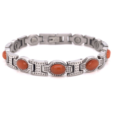 Stainless Steel Rust Stone Magnetic Bracelet / MBL0038-gold stainless steel jewelry- stainless steel jewelries- stainless steel jewelry mens- stainless steel good for jewelry- stainless steel jewelry for women