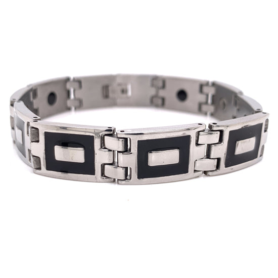 Black & Stainless Steel Magnetic Bracelet / MBS0037-stainless steel good for jewelry- stainless steel jewelry for women- womens stainless steel jewelry- stainless steel cleaner for jewelry- stainless steel jewelry wire