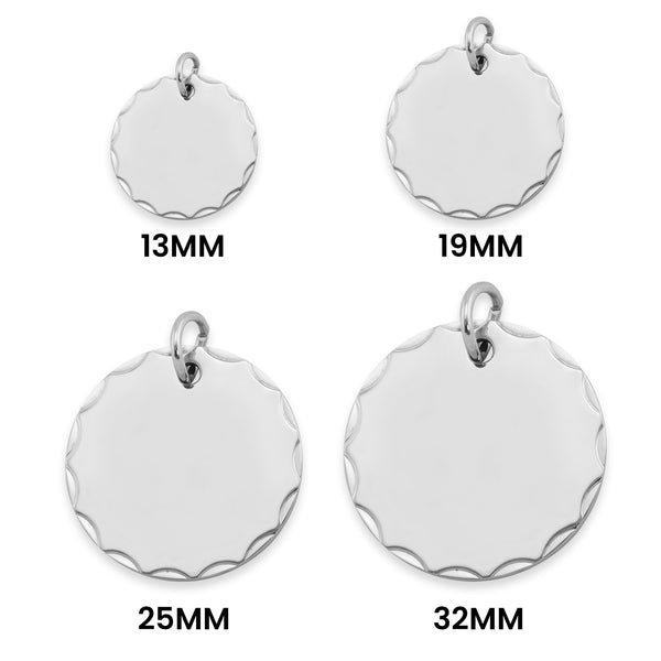Stainless Steel Grooved Round Pendant / SBB0071