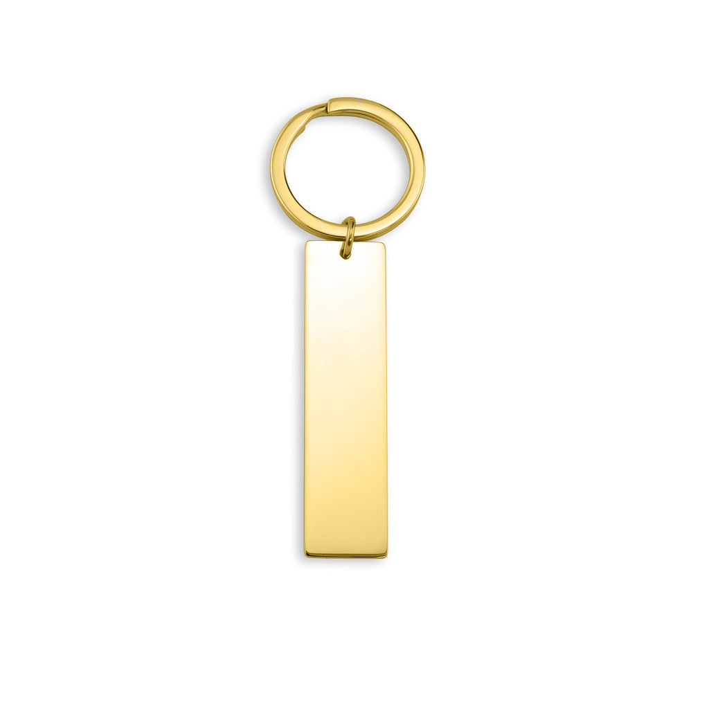 Wholesale Custom 18K Gold Plated Stainless Steel Keychain Personalized Plain Blank Rectangle Vertical 3D Bar Key Chain Ring