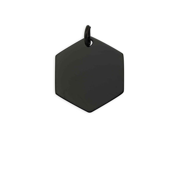Black Stainless Steel Blank Hexagon Pendant / SBB0234